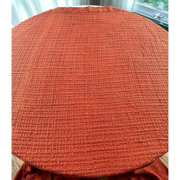 Vintage 70s pleated curtain, burnt orange/brick thick woven panel,  price for 1 - Picture 5 of 10